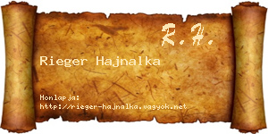 Rieger Hajnalka névjegykártya